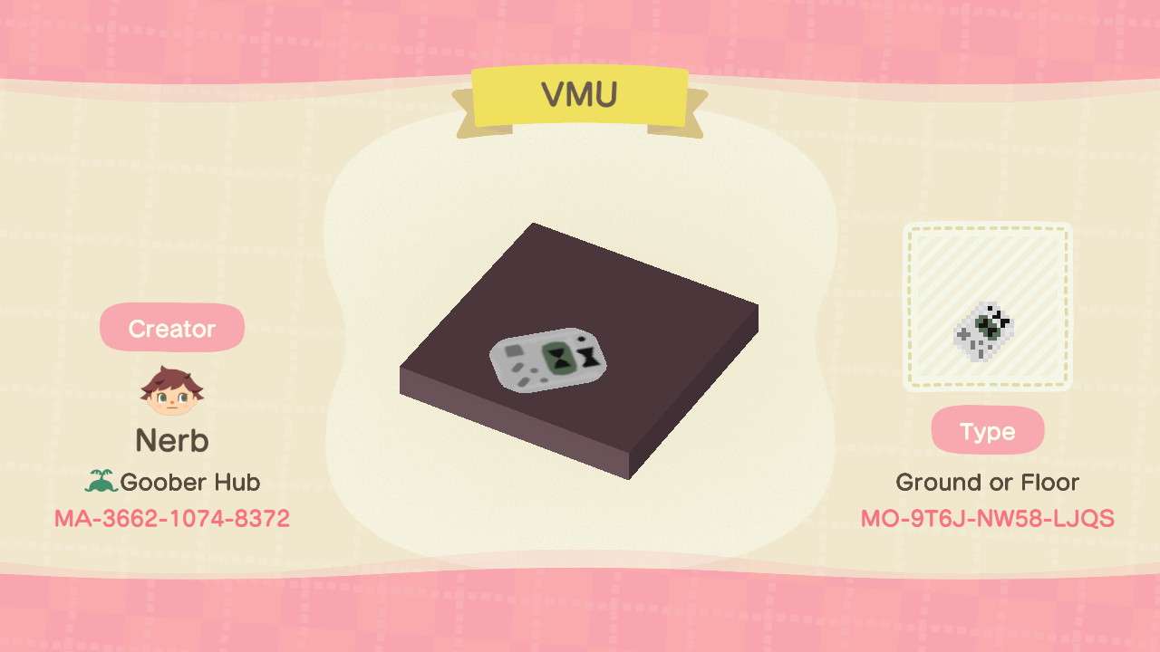 Sega Dreamcast VMU on the ground design code for ACNH.
